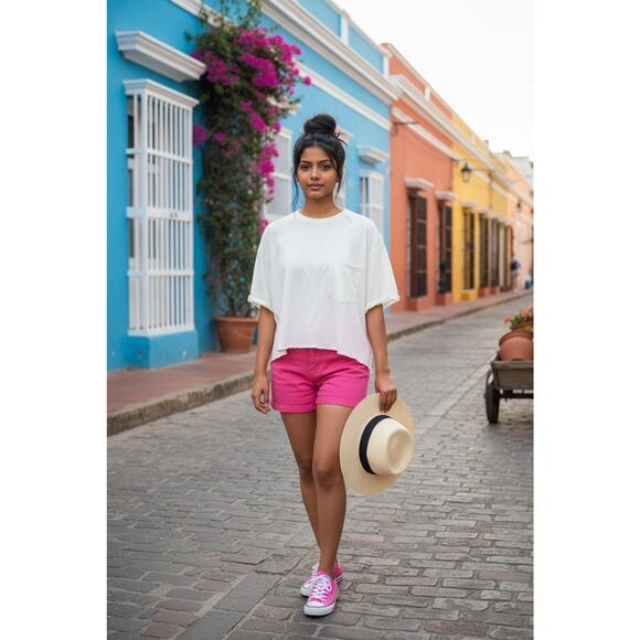 Free People Tops - Free People We The Free Fade Into You Crop Boxy Pocket Tee Ivory Large